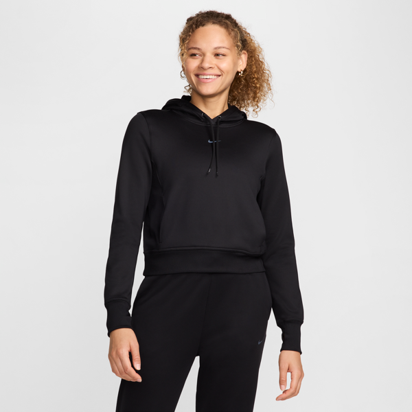 nike felpa pullover con cappuccio  therma-fit one – donna - nero