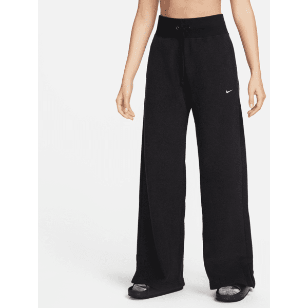 nike pantaloni confortevoli in fleece a gamba larga e vita alta  sportswear phoenix plush – donna - nero