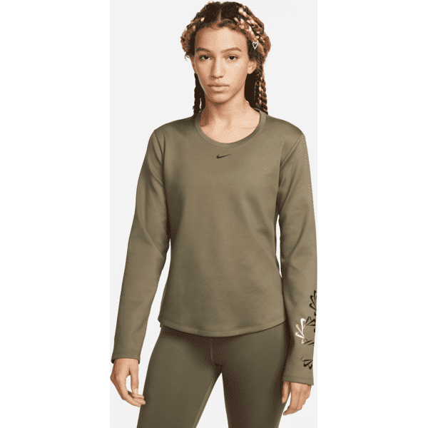 nike maglia a manica lunga con grafica  therma-fit one – donna - verde