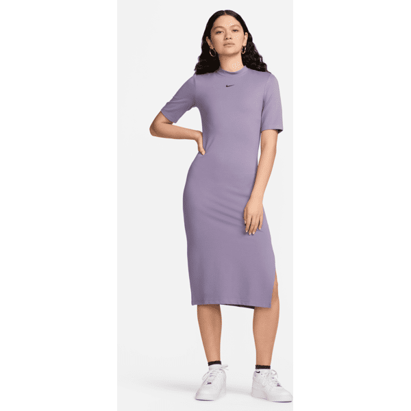 nike abito midi aderente  sportswear essential – donna - viola