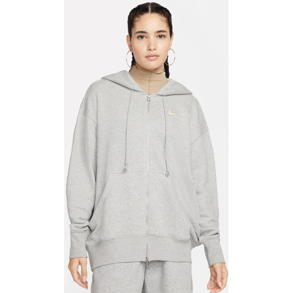 nike felpa oversize con cappuccio e zip a tutta lunghezza  sportswear phoenix fleece – donna - grigio