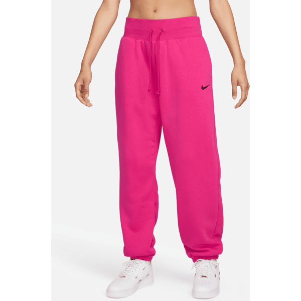 nike pantaloni tuta oversize a vita alta  sportswear phoenix fleece – donna - rosa