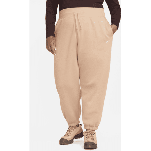 nike pantaloni tuta oversize a vita alta  sportswear phoenix fleece – donna - marrone