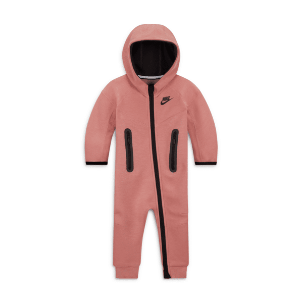 nike tuta con cappuccio  sportswear tech fleece hooded coverall – neonati - rosa