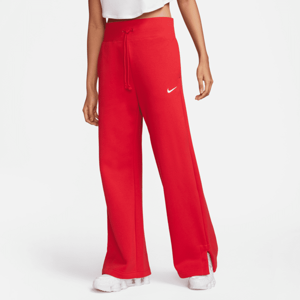 nike pantaloni tuta palazzo a vita alta  sportswear phoenix fleece – donna - rosso