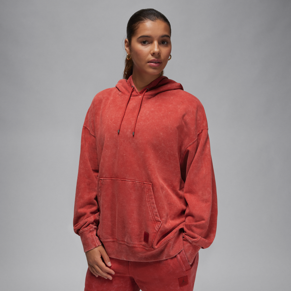 jordan felpa délavé con cappuccio  flight fleece – donna - rosso