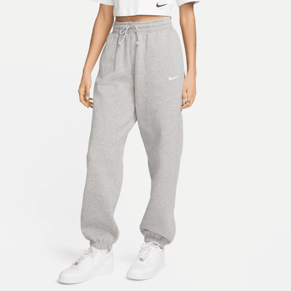 nike pantaloni tuta oversize a vita alta  sportswear phoenix fleece – donna - grigio