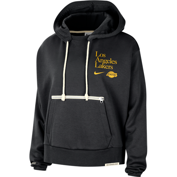 nike felpa pullover con cappuccio los angeles lakers standard issue  dri-fit nba – donna - nero