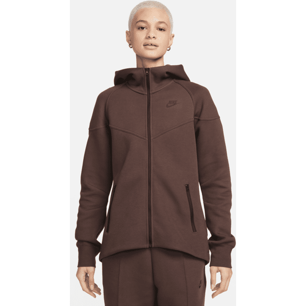 nike felpa con cappuccio e zip a tutta lunghezza  sportswear tech fleece windrunner - donna - marrone