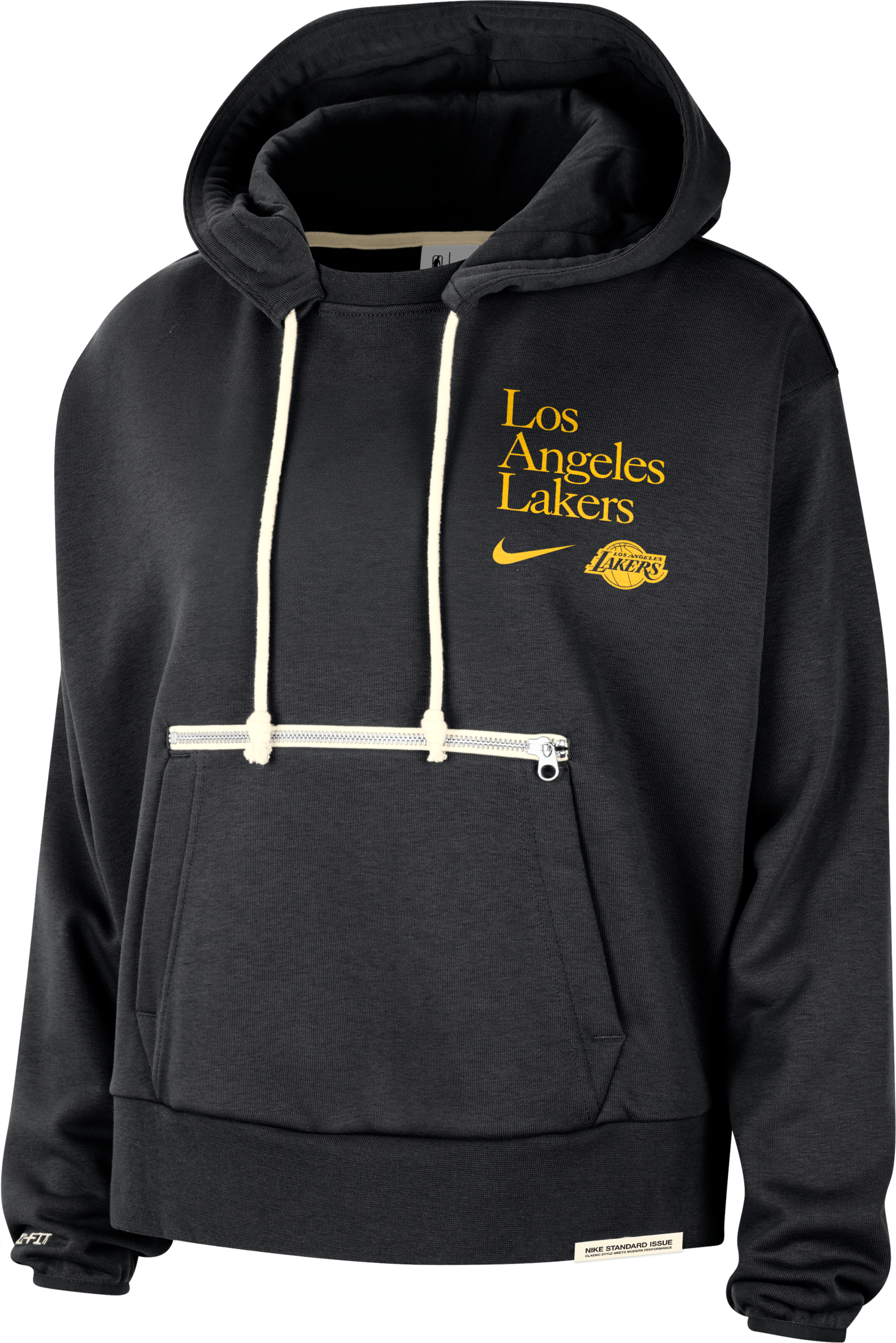 nike felpa pullover con cappuccio los angeles lakers standard issue  dri-fit nba – donna - nero