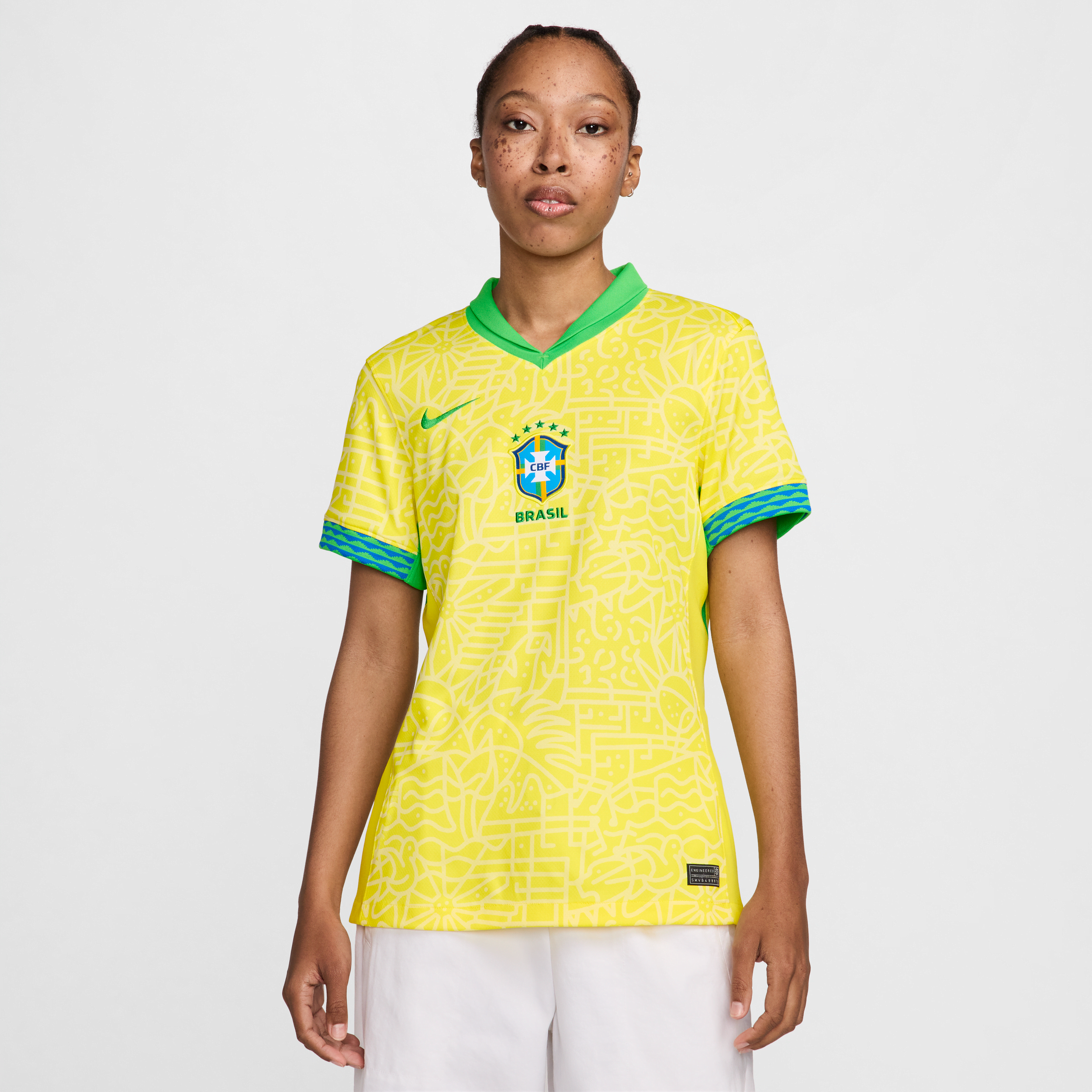 nike maglia da calcio replica  dri-fit brasile 2024 stadium da donna – home - giallo