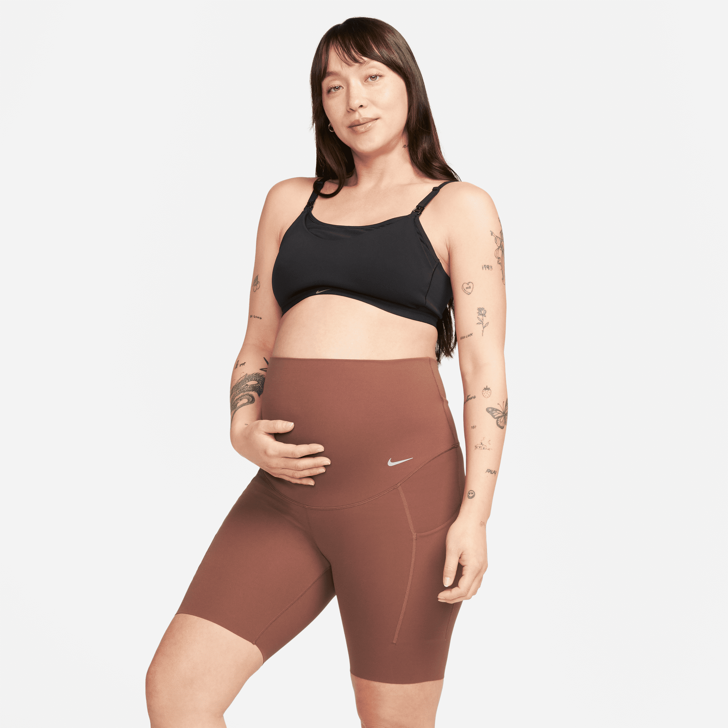 nike shorts modello ciclista 21 cm a vita alta e sostegno leggero con tasche  zenvy (m) – donna (maternità) - marrone