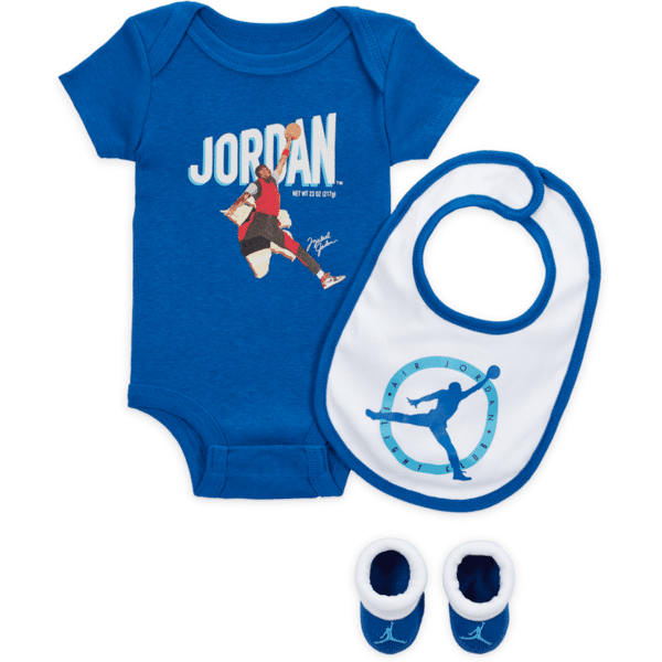 jordan set di body  mvp bodysuit box set – bebè (0-6 mesi) - blu