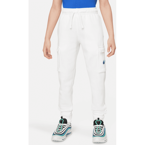 nike pantaloni cargo in fleece con grafica  sportswear – ragazzo - bianco