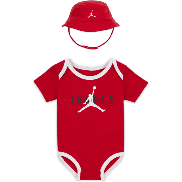 jordan set di body  jumpman bucket hat and bodysuit set – bebè (0-6 mesi) - rosso