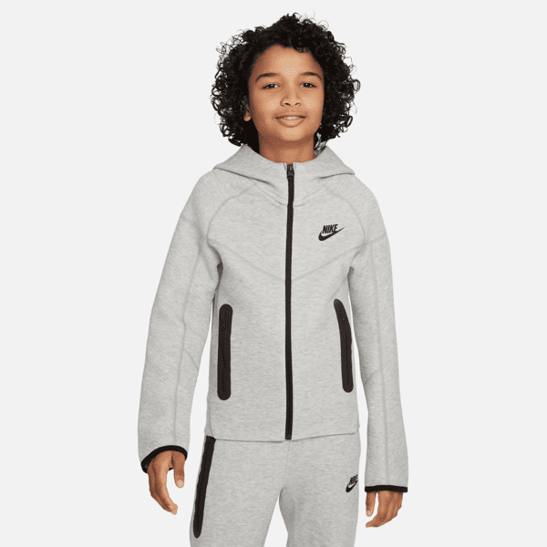 nike felpa con cappuccio e zip a tutta lunghezza  sportswear tech fleece - ragazzo - grigio