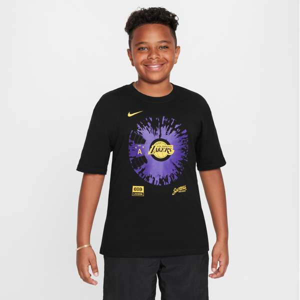 nike t-shirt  nba max90 los angeles lakers courtside – ragazzo - nero