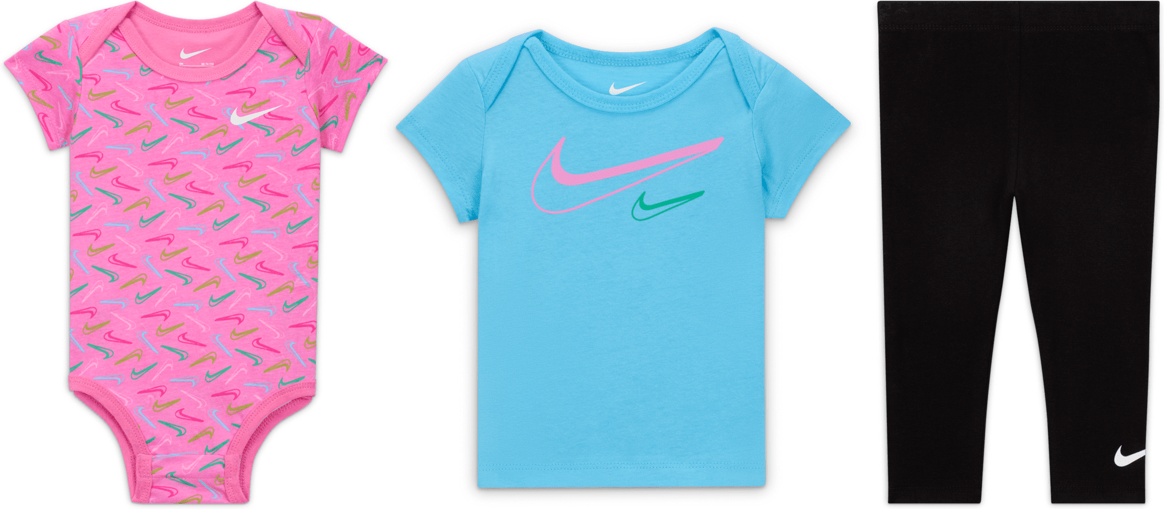 nike completo in 3 pezzi con body  logo swoosh – bebè (0-9 mesi) - nero