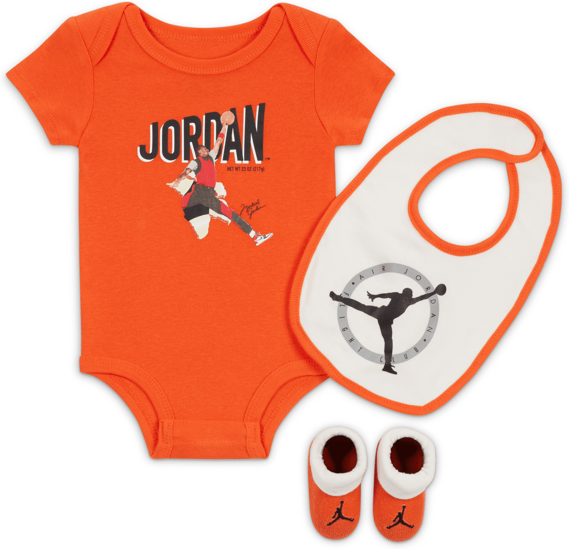 jordan set di body  mvp bodysuit box set – bebè (0-6 mesi) - arancione