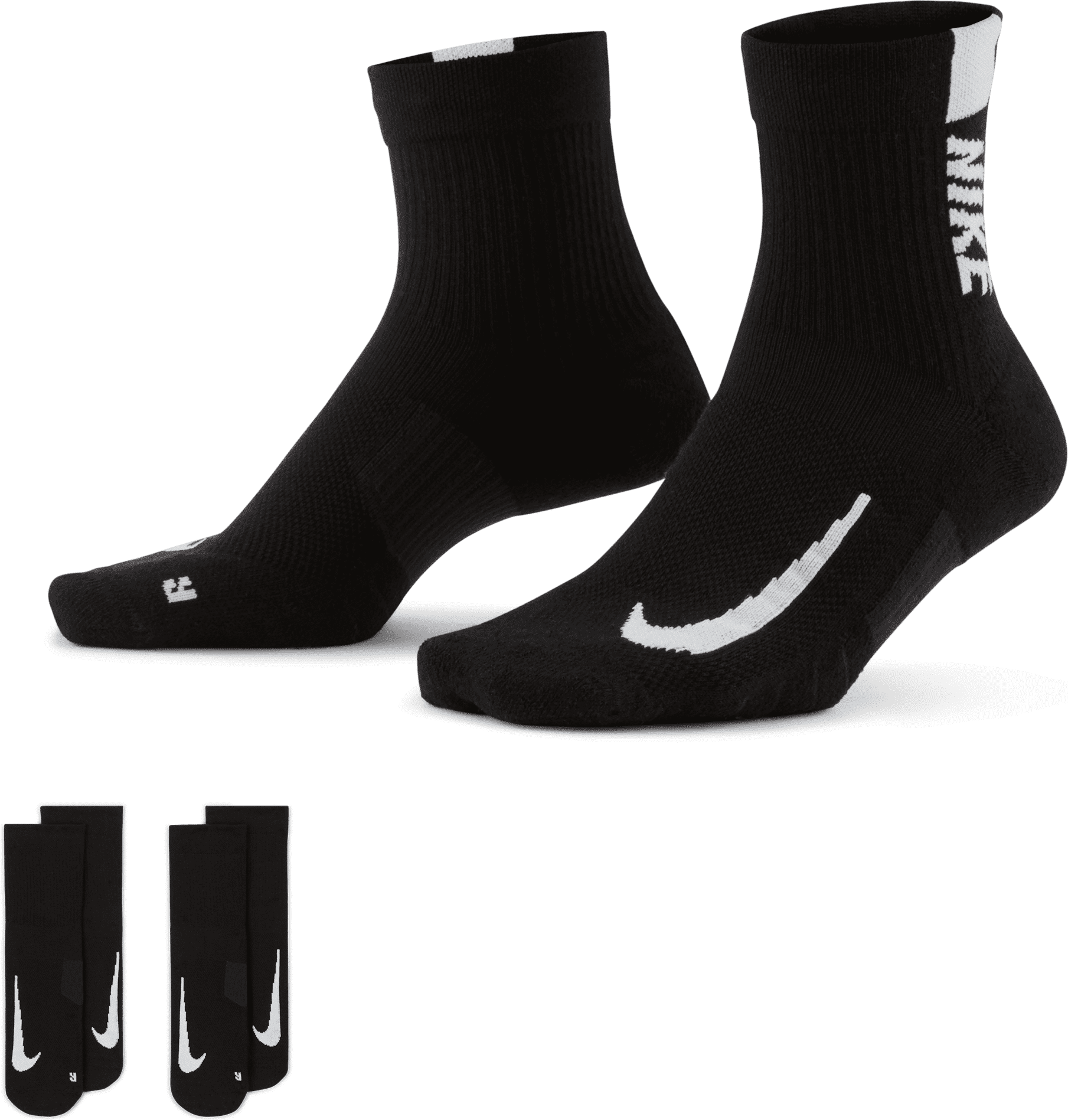 nike calze alla caviglia da running  multiplier (2 paia) - nero