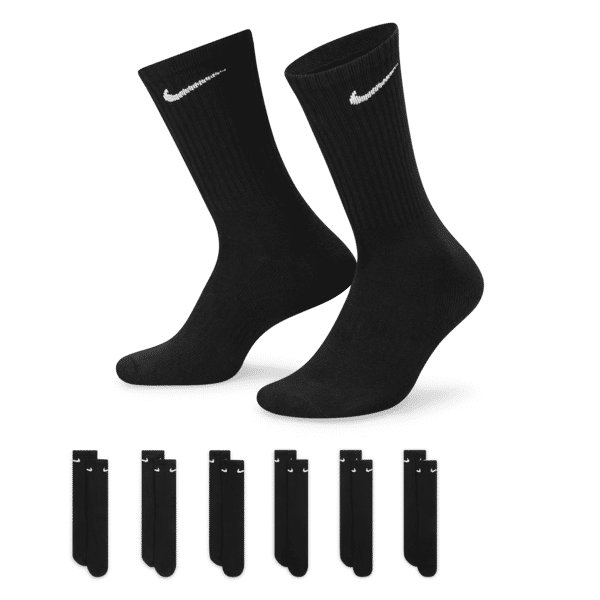 nike calze da training  everyday cushioned di media lunghezza (6 paia) - nero