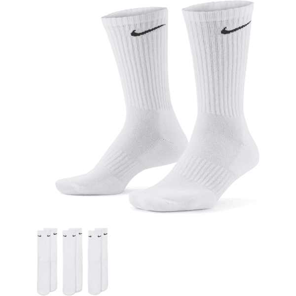 nike calze da training  everyday cushioned di media lunghezza (3 paia) - bianco