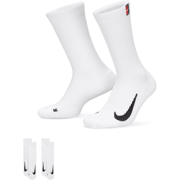 nike calze da tennis court multiplier cushioned di media lunghezza (2 paia) - bianco