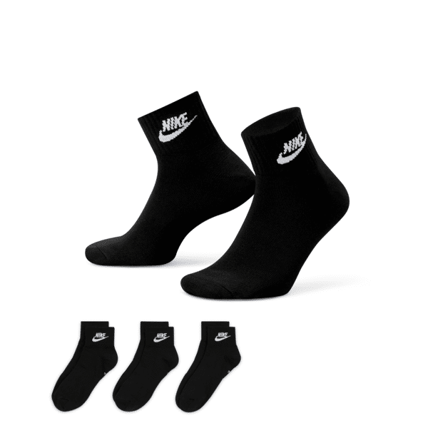 nike calze alla caviglia  everyday essential (3 paia) - nero