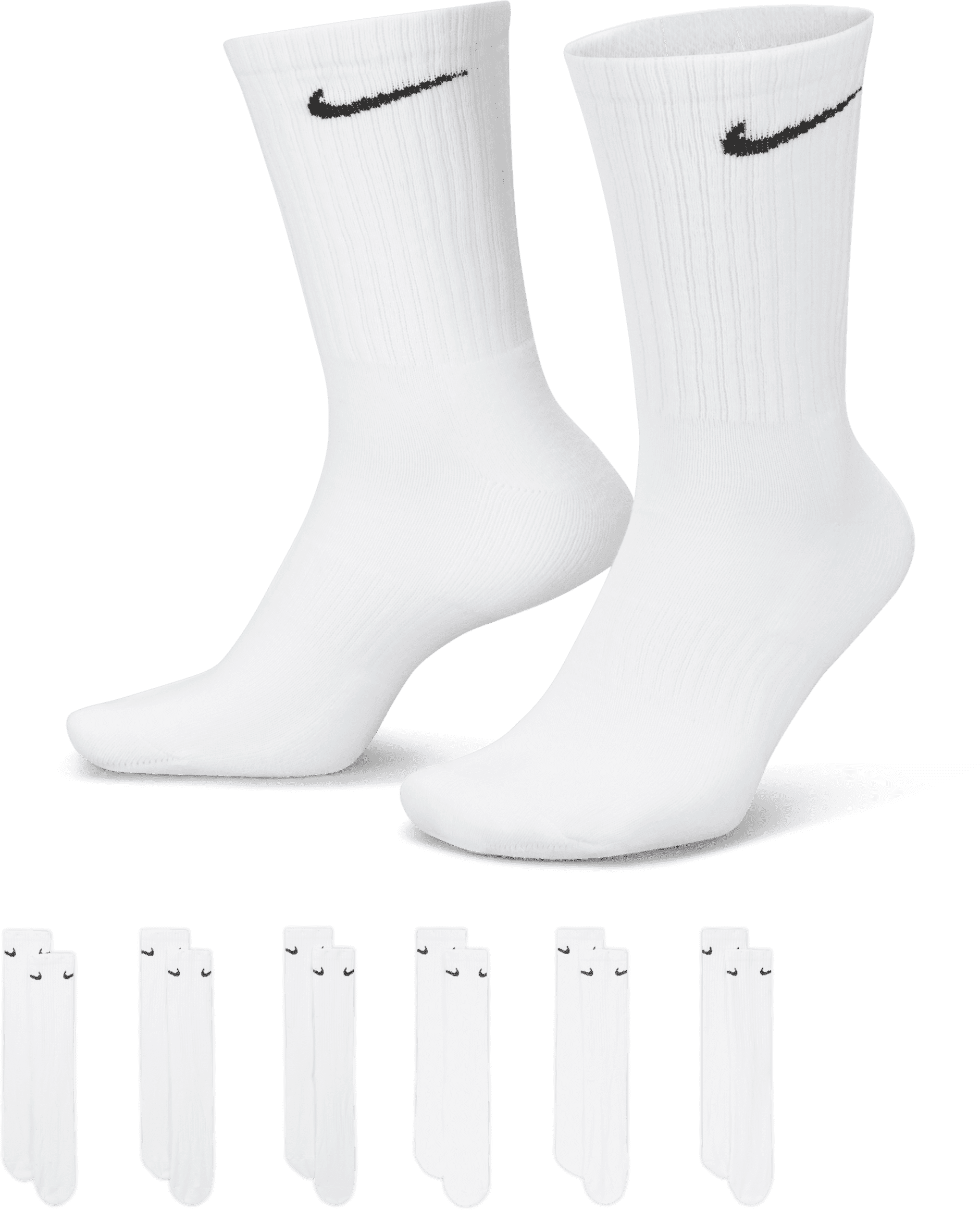 nike calze da training  everyday cushioned di media lunghezza (6 paia) - bianco