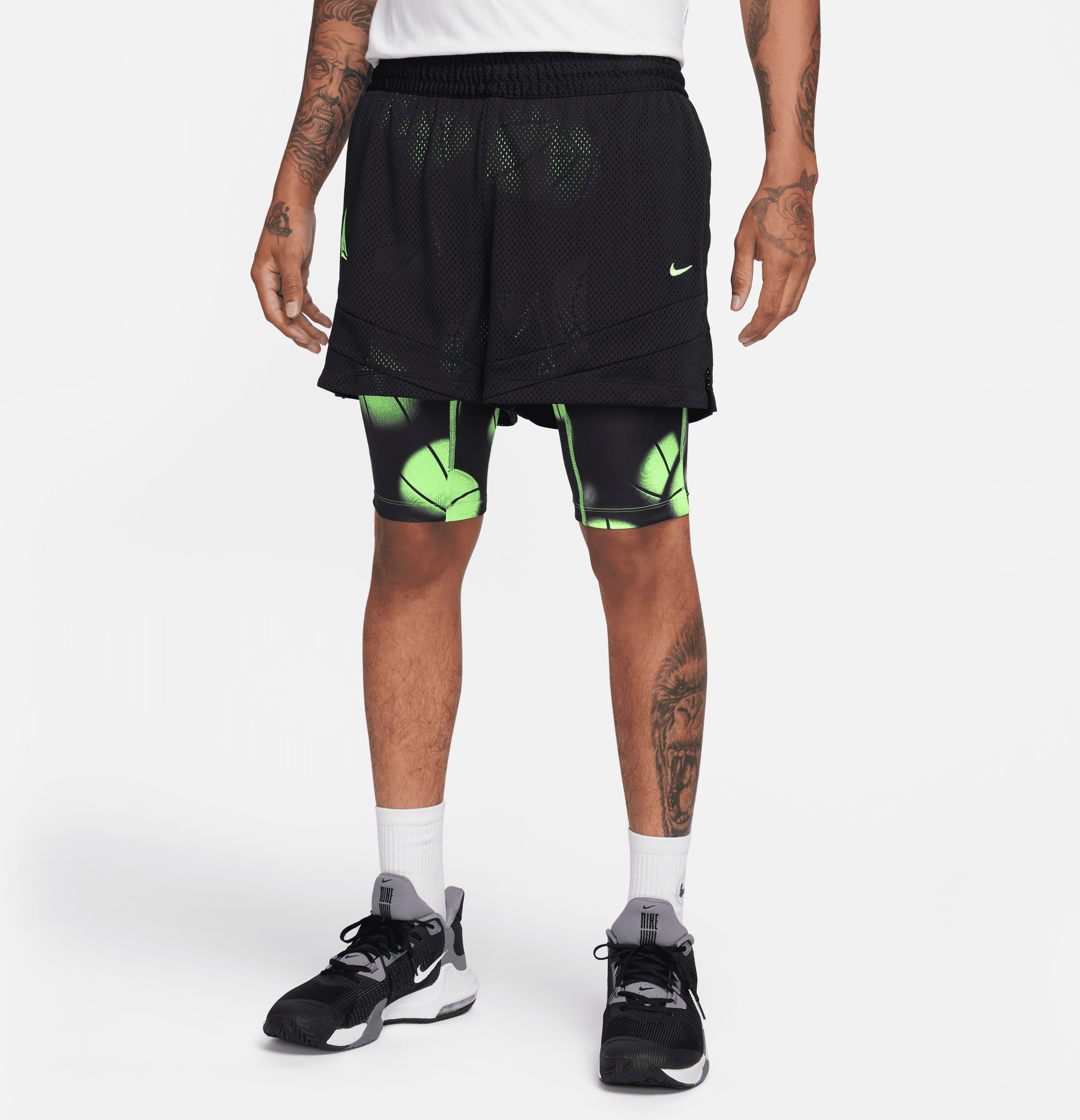 nike shorts da basket 2 in 1 10 cm dri-fit ja – uomo - nero