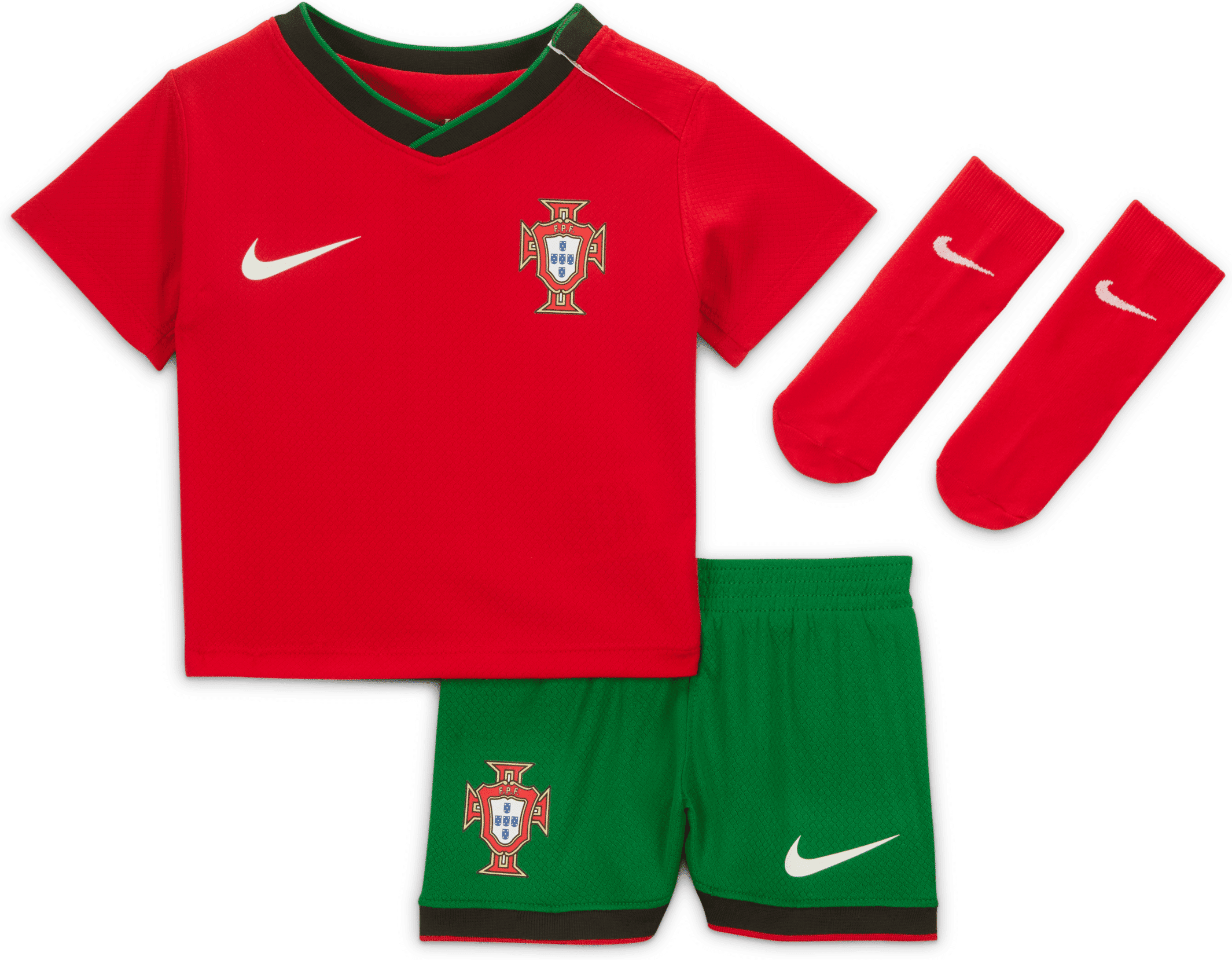 nike divisa da calcio replica in 3 pezzi  portogallo 2024 stadium per bebè e bimbo/a – home - rosso