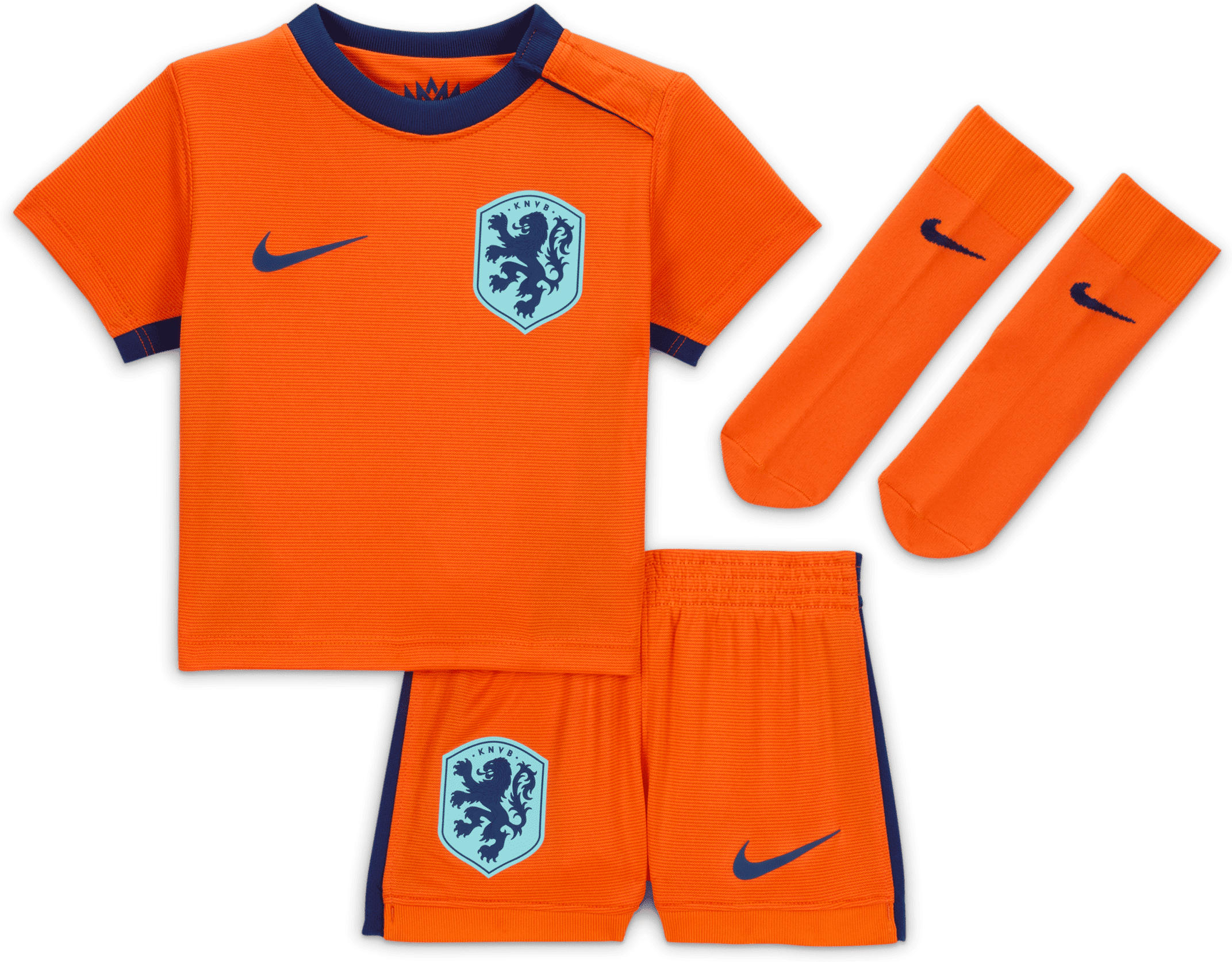 nike divisa da calcio replica in 3 pezzi  olanda 2024 stadium per bebè e bimbo/a – home - arancione