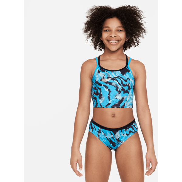 nike completo da nuoto midkini con incrocio a t sul retro  – ragazza - blu