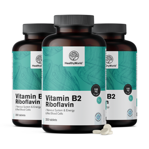 HealthyWorld 3x Vitamina B2 – riboflavina 100 mg, totale 600 compresse