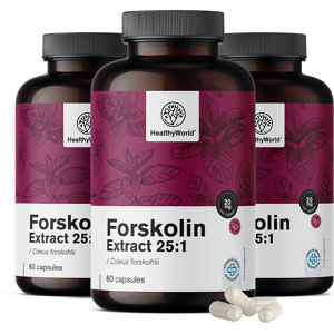 HealthyWorld 3x Forskolina – dall'estratto di ortica indiana 20 mg, totale 180 capsule