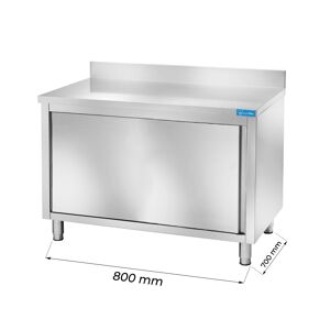 Tavolo armadiato in acciaio inox con alzatina L800xP700xH850 mm linea premium