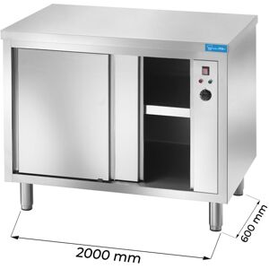 Tavolo armadiato riscaldato in acciaio inox senza alzatina L2000xP600xH850 mm linea premium