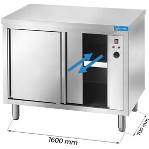 Tavolo armadiato riscaldato passante in acciaio inox senza alzatina L1600xP700xH850 mm linea premium