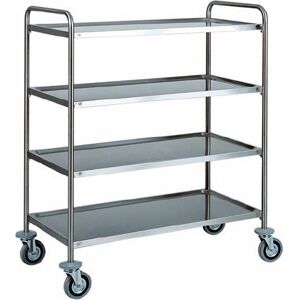 Carrello di servizio in acciaio inox con 4 piani e dimensioni l 900 mm x p 600 mm x h 1400 mm