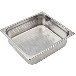 Bacinella in acciaio inox formato GN 2/3 con fondo e lati forati altezza 100 mm