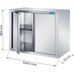 Pensile con porte battenti in acciaio inox con 1 ripiano L1000xP400xH800 mm linea premium