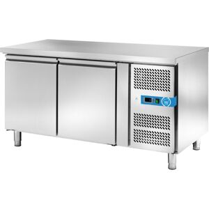 Tavolo refrigerato con n° 2 porte EN 60x40 senza alzatina temp. da -2°C a +8°C prof. 80 cm