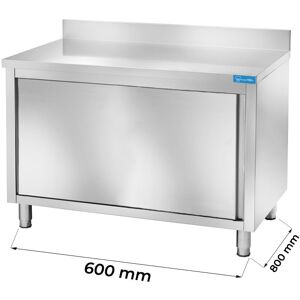 Tavolo armadiato in acciaio inox con alzatina L600xP800xH850 mm linea basic