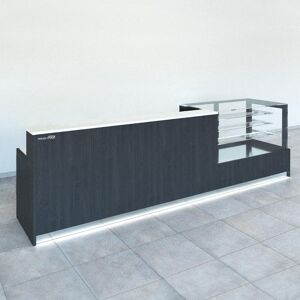 Bancone bar con vano refrigerato a 3 sportelli e vetrina L150 cm lunghezza 4 metri