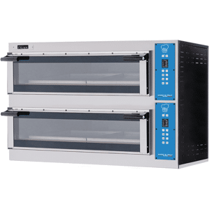 forno pizza elettrico a camera doppia per 6 + 6 pizze ø 35 cm   3+3 teglie en 60x40 serie smart