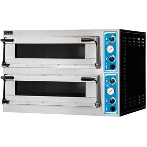 forno pizza elettrico a camera doppia per 6 + 6 pizze ø 35 cm   3+3 teglie en 60x40 serie glass