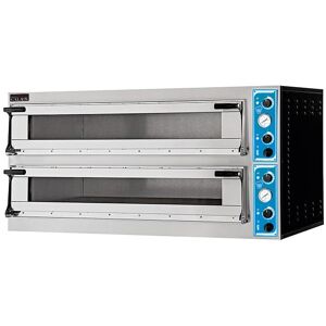 forno pizza elettrico a camera doppia per 9 + 9 pizze ø 35 cm   5+5 teglie en 60x40 serie glass