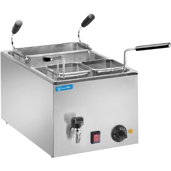 cuocipasta elettrico da banco con vasca da 25 lt completo di n° 3 cestelli e rubinetto potenza 3500 watt