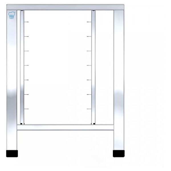 tavolo fisso in acciaio inox con supporti per 6 teglie 2/3 gn o 425 x 340 mm