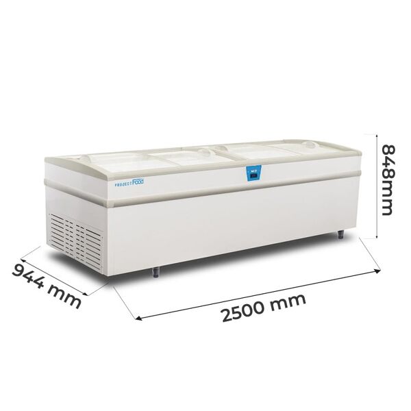 isola supermercato statica con sbrinamento manuale e temp da -18°c a -23°c capacità 1037 lt